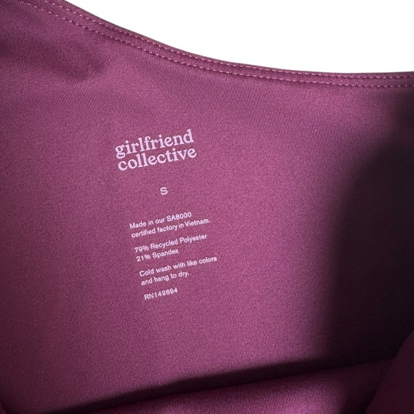 NWT Girlfriend Collective Bianca One Shoulder Bra, Plum, Size S - Picture 6 of 7